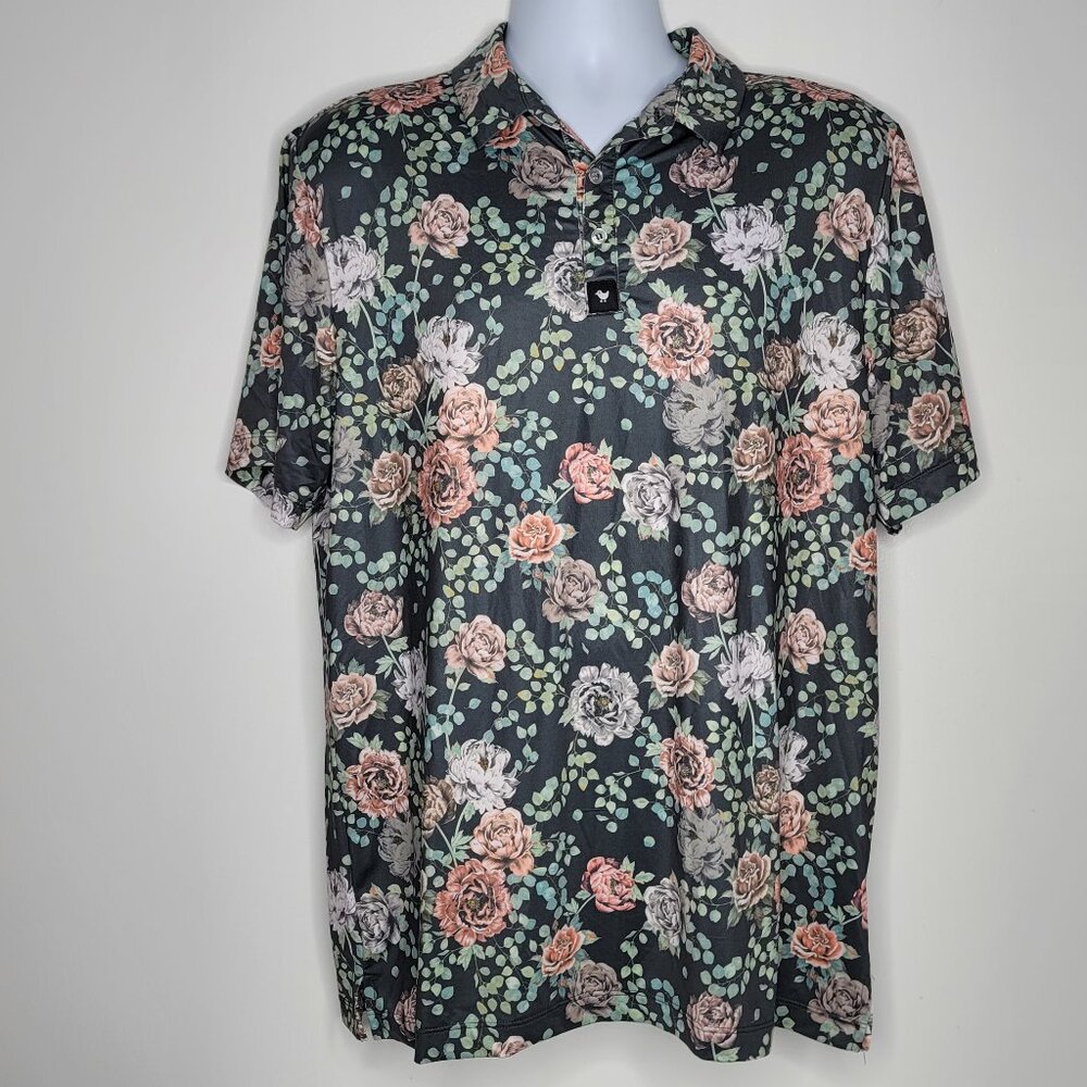 Bad Birdie Shirt Size XL Tropics Floral Performance Stretch‎ Golf Polo Mens
